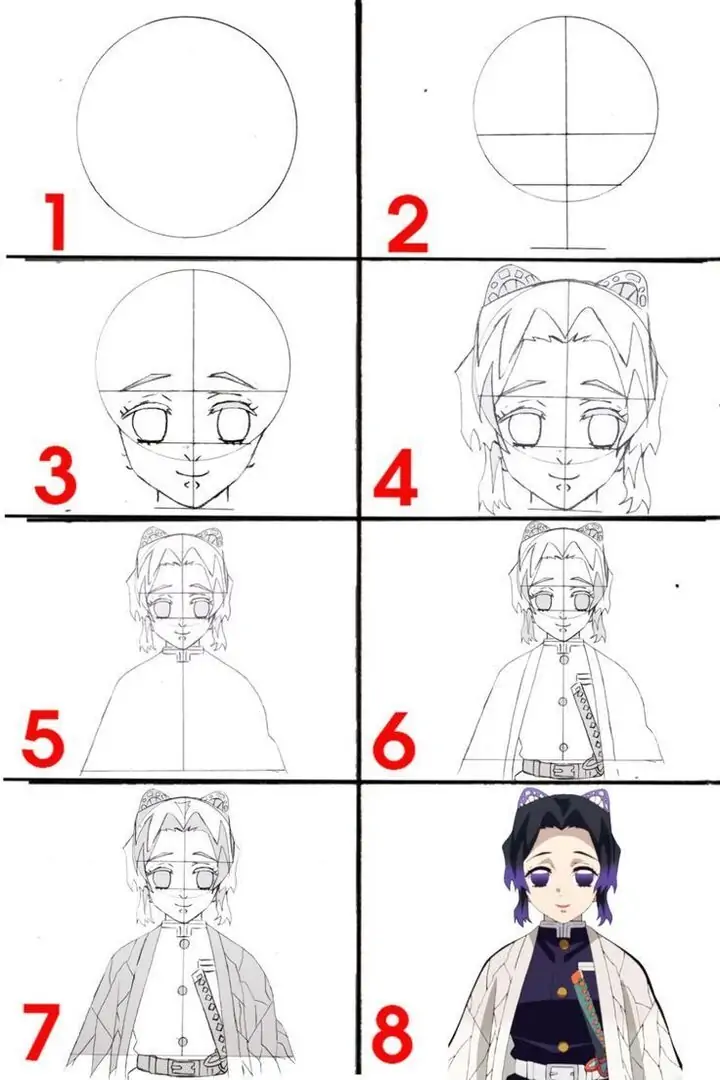 Cách vẽ ảnh chibi Shinobu đơn giản