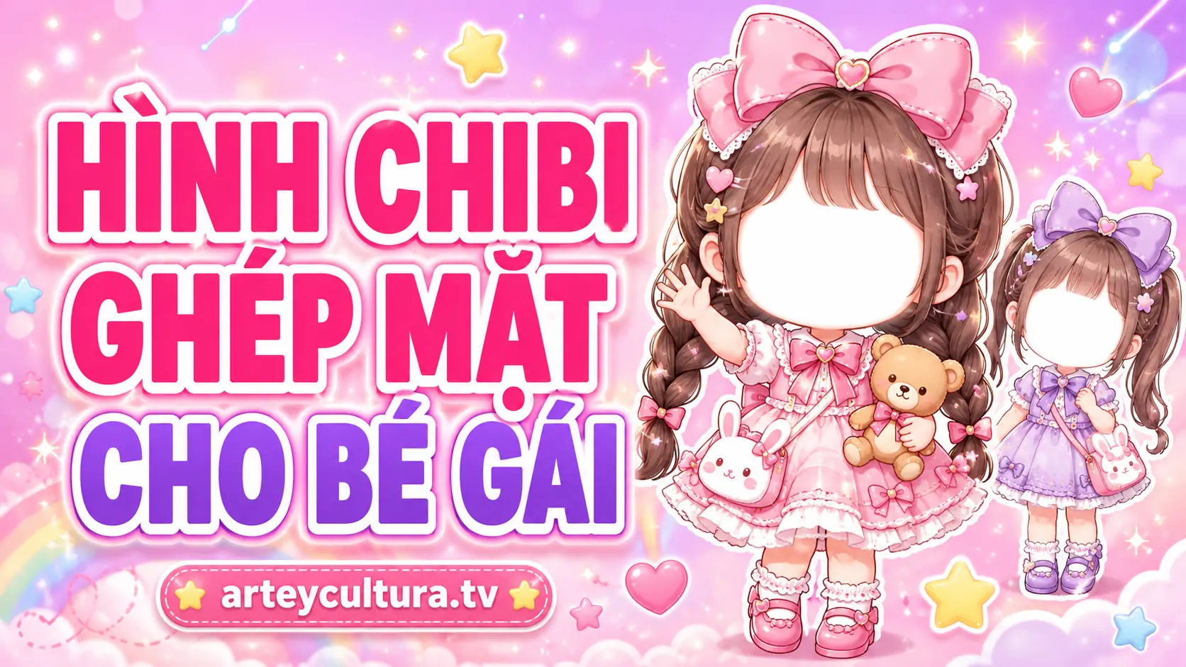 90 Ảnh Chibi Ghép Mặt Cho Bé Gái cute phù hợp in sticker quà tặng khung ảnh để bàn hay album gia đình