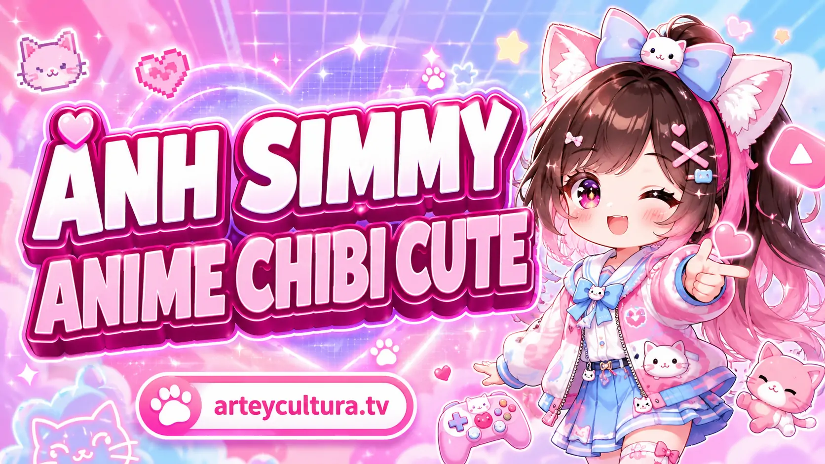 35 Ảnh Simmy Anime Chibi Cute với nét vẽ ngọt ngào tóc hồng nổi bật và thần thái rất riêng của Mèo Simmy