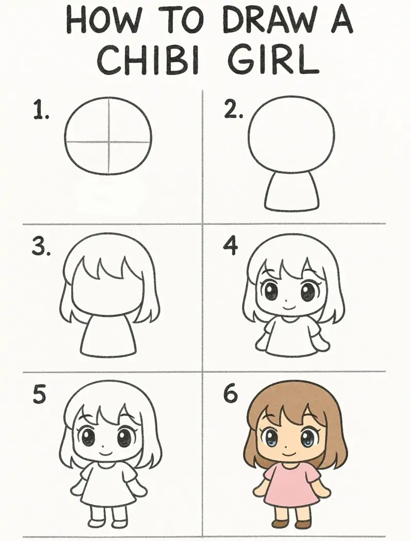 Cách vẽ chibi nữ cute để tặng bạn bè, làm sticker