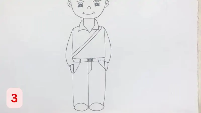Hoàn thiện dáng đứng chú bộ đội với quần dài, giày và thắt lưng rõ ràng Hoàn thiện dáng đứng chú bộ đội với quần dài, giày và thắt lưng rõ ràng