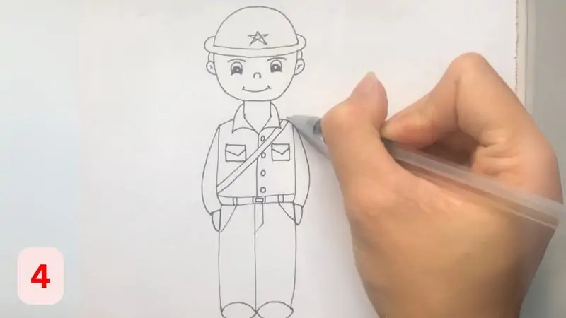 Thêm chi tiết ngôi sao, túi áo, cổ áo giúp chú bộ đội sinh động hơn Thêm chi tiết ngôi sao, túi áo, cổ áo giúp chú bộ đội sinh động hơn