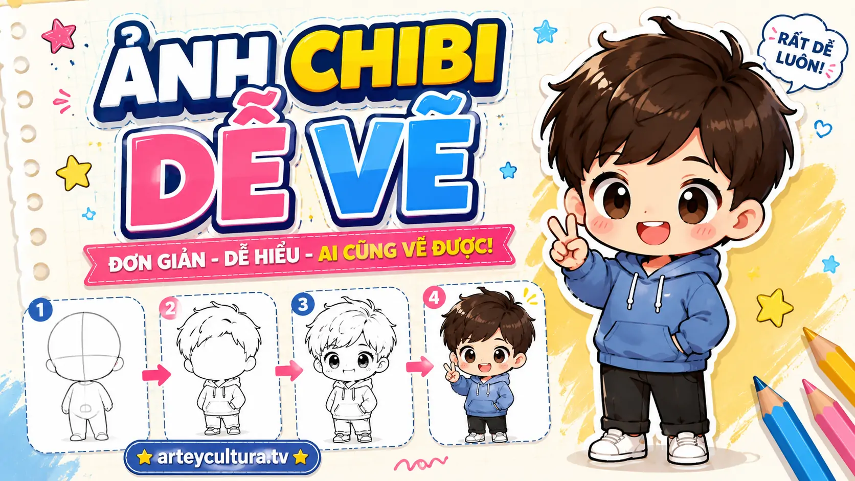 95 Hình Ảnh Chibi Dễ Vẽ đơn giản bằng bút chì, màu nước hoặc bảng vẽ điện tử cho trẻ em