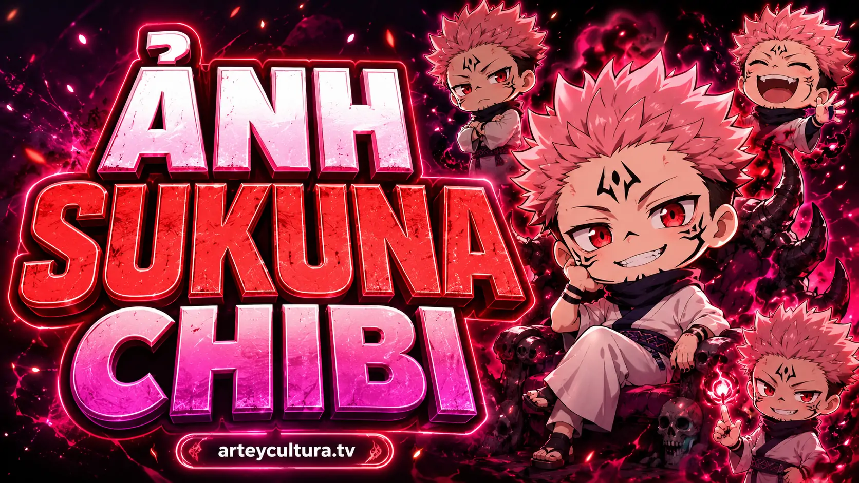 70 Hình Ảnh Sukuna chibi dễ thương với bốn mắt tinh quái và và nụ cười hờn dỗi cực kỳ dễ thương