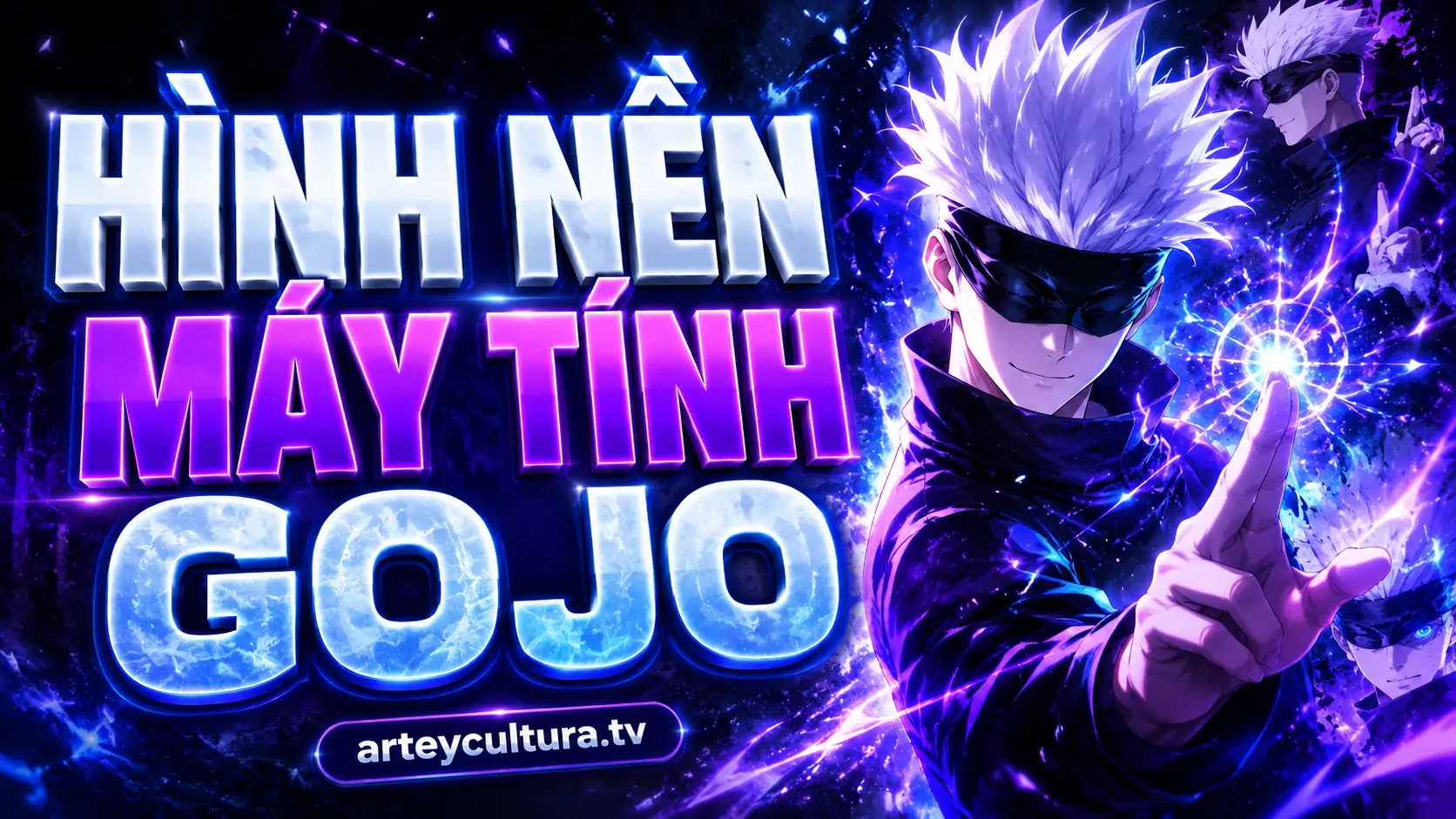 70 Hình Nền Máy Tính Gojo Satoru 4K cực chất gam màu lạnh và đôi mắt lục nhãn đầy ngạo nghễ