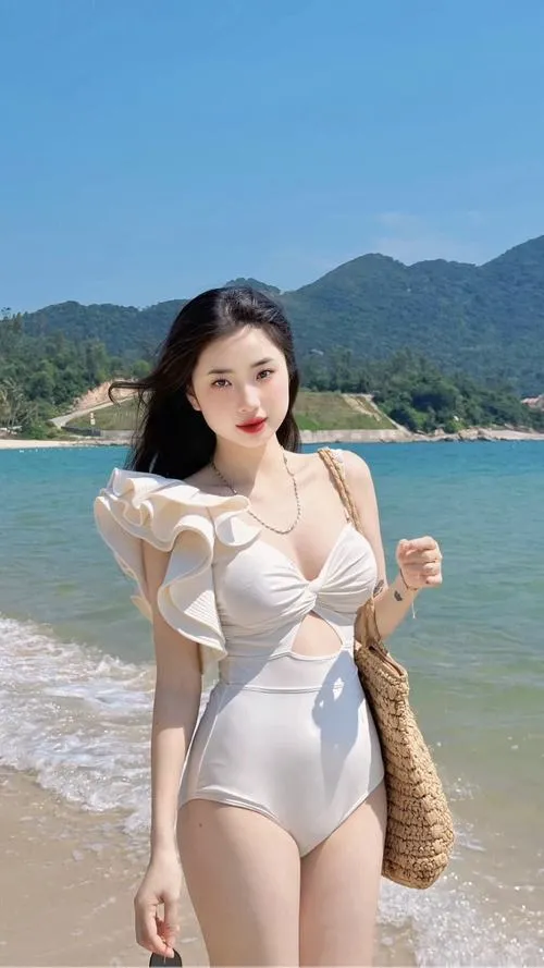 Bộ ảnh người đẹp diện áo tắm một mảnh trên bãi biển Nha Trang nổi bật nhờ dáng đứng tự nhiên và sắc trời xanh dịu